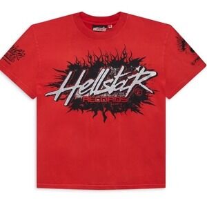 Hellstar‎ Records Bleached Red Graphic T Shirt Mens Size Small New With Tags